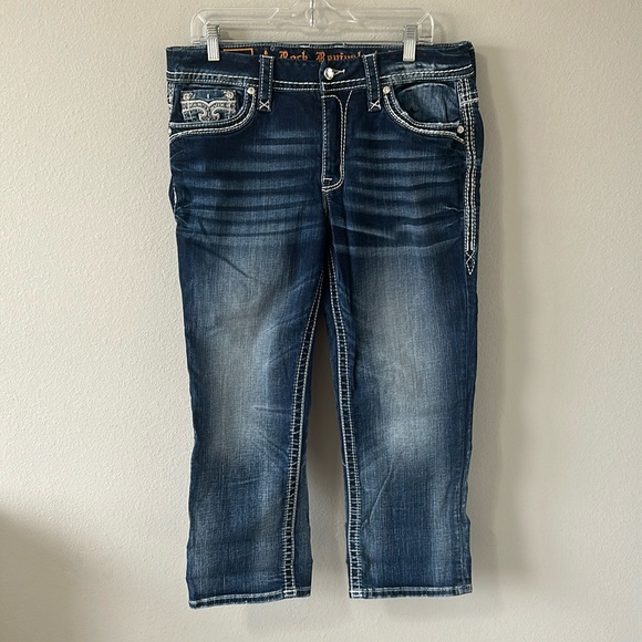 Rock Revival Women's Cadeau Easy Crop Capri Jeans Size 31 Dark Wash - Picture 2 of 16